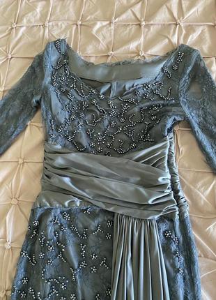 Изящное платье в пол с вышивкой бисером (ручная работа)4 фото
