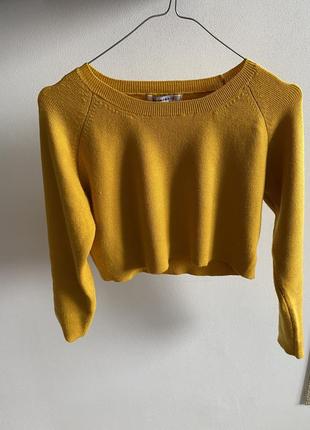 Кроп-светр гірчичного кольору3 фото