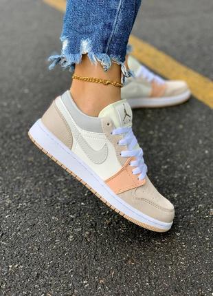 Кроссовки женские найк nike air jordan 1 low beige