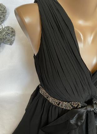 Шикарное чёрное платье , шифон на подкладке с бисером3 фото
