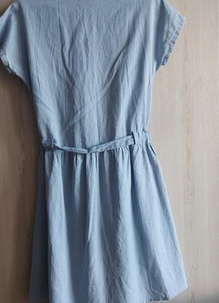 Легкое платье  со смеси льна с v образным вырезом и рядом пуговиц cotton town4 фото