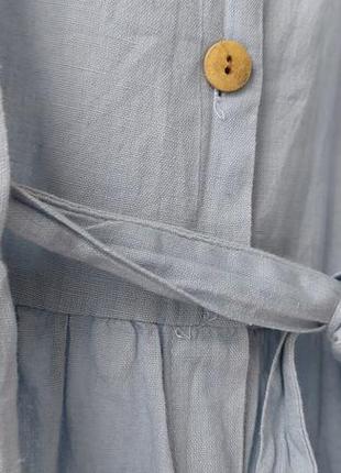 Легкое платье  со смеси льна с v образным вырезом и рядом пуговиц cotton town8 фото