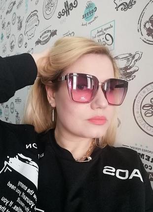 Стильные прозрачно розовые брендовые женские солнцезащитные очки 2021