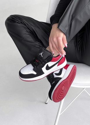 Nike jordan 1 low red black white, женские кроссовки найк