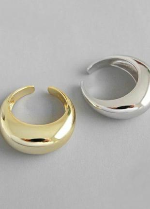 Стильное тренд кольцо серебро позолота массивное дутое колечко1 фото