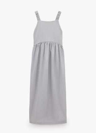Сарафан zara платье сукня плаття длинное макси миди серое открытая спина м 46 38