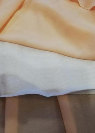 Длинная женская юбка макси персиковый цвет двойная лёгкая шифон3 фото