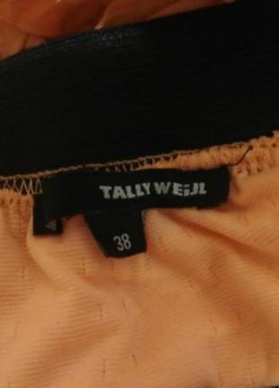 Юбка tally weijl мини яркая оранжевая женская короткая неоновая облегающая резинка4 фото