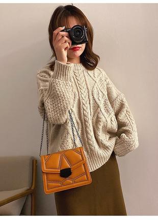 Женская сумка "чейн" карамель. сумочка через плечо коричневого цвета2 фото