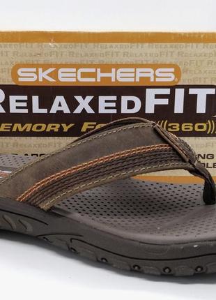 Шкіряні зручні стильні в'єтнамки шльопанці skechers relaxed fit оригінал