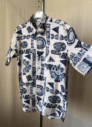 Dubbin&hollinshead гавайская рубашка синяя абстракция на сером5 фото