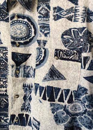 Dubbin&hollinshead гавайская рубашка синяя абстракция на сером7 фото
