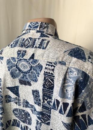 Dubbin&hollinshead гавайская рубашка синяя абстракция на сером4 фото