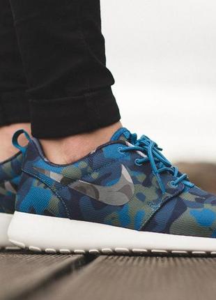 Мужские кроссовки nike roshe run print blue camo