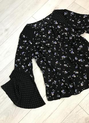 Квіткова блуза з рукавами кльош полувер george2 фото