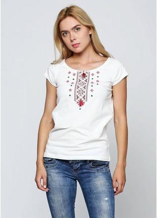 Вышитая футболка разные цвета р.2xs-3xl