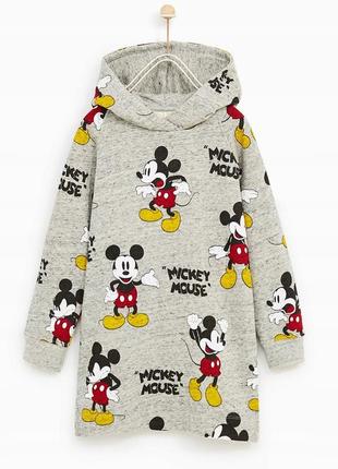 Мультяшное платье худи оверсайз с микки маусом zara girls mickey mouse disney.1 фото