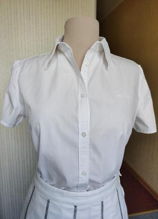 Белая рубашка marc o polo короткий рукав 100 коттон