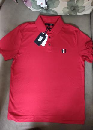 Tommy hilfiger чоловіче червоне поло modern essentials slim2 фото