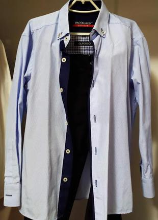 Голубая оксфордская рубашка pacolmen, 7лет,122-128см. новая.