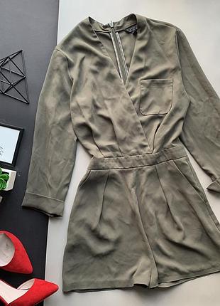 👗очаровательный ромпер хаки top shop/зелёный комбез с длинным рукавом