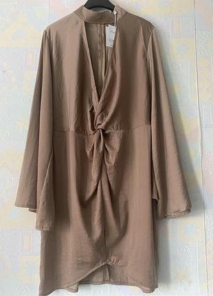 Новое трендовое платье с узлом и широким рукавом