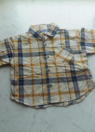Стильная трендовая шведка рубашка с коротким рукавом ocean club на 2-3 года3 фото