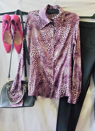 Яркая рубашка из натурального шелка в леопардовый принт flavio castellani италия1 фото