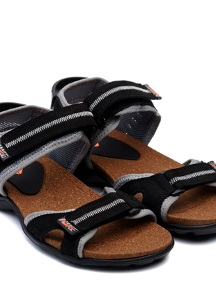 Мужские кожаные сандалии nk red drive greyn 73 ч\сер