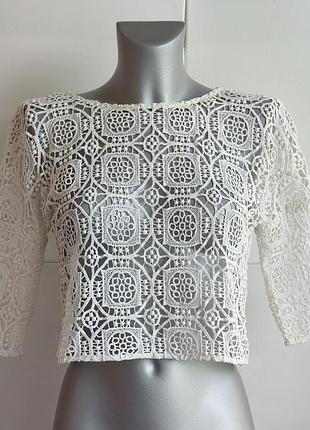 Мереживною топ hallhuber з натурального матеріалу білого кольору