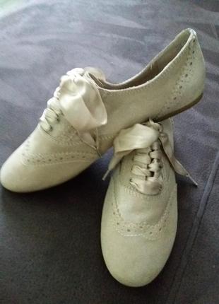 Tamaris замшевые туфли лоферы р. 38 банти шнуровка