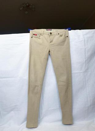 Оригинальные lee cooper бежевые песочные джинсы скини  размер 10 s m средняя посадка