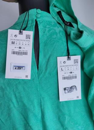 Жаккардовая зелена блузка від zara10 фото