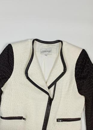 Sandro paris size 36 женский жакет пиджак на молнии черный белый4 фото