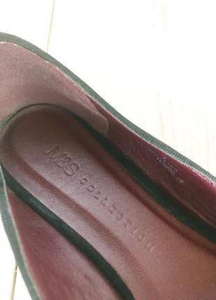 Новые m&s чёрные туфли балетки вышивка замша нубук  низкий каблук низкий ход размер 376 фото