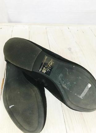 Новые m&s чёрные туфли балетки вышивка замша нубук  низкий каблук низкий ход размер 377 фото