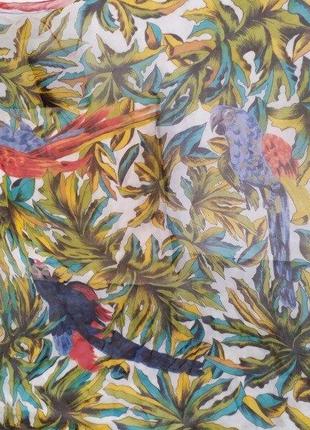 Шикарный лёгкий палантин платок с попугаями попугай листья2 фото