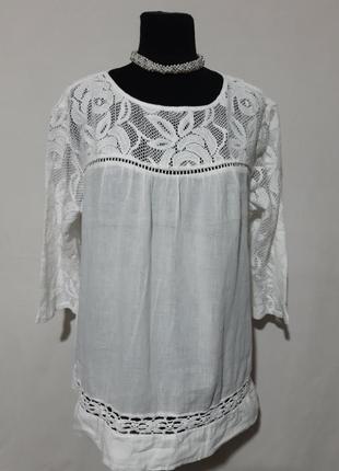 Покупка+подарок🤗красивенная батистовая белоснежная блуза с кружевом1 фото