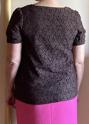 Кружевная блуза на подкладке 100% коттон цвет шоколад р.485 фото