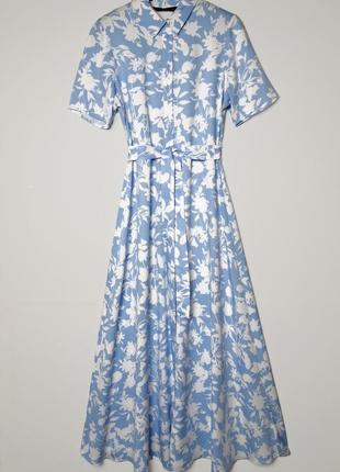 Актуальное длинное платье рубашка в цветочный принт вискоза1 фото