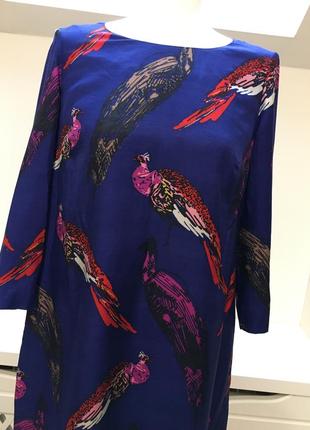Шелковое платье сарафан футляр птицы boden   в стиле hermes3 фото