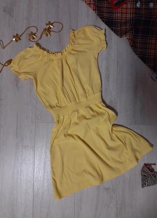 Платье river island желтый рубчик трикотаж девочка 9 лет 10 лет детская летняя одежда1 фото