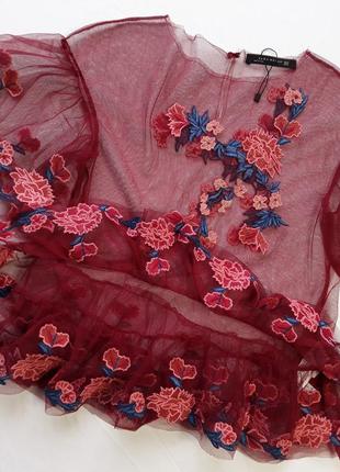 Шикарная блузка из сетки с вышивкой от zara6 фото