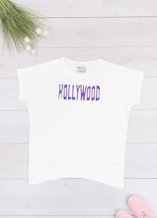 Стильная белая футболка с надписью оверсайз большой размер батал