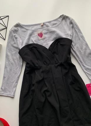 👗шикарное классическое платье/чёрное с серым деловое платье/строгое платье в офис👗 🔥