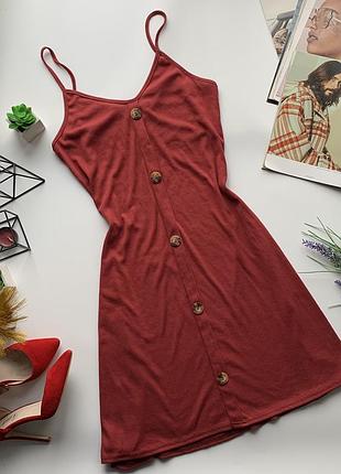 👗симпатичное коралловое платье boohoo/свободное платье миди с пуговицами в рубчик👗