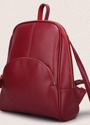 Женский красный кожаный рюкзак уценка10 фото