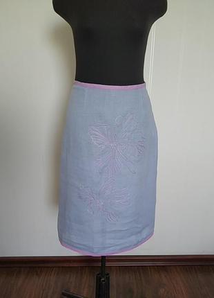 Льняная юбка с вышивкой1 фото