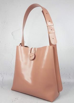 Жіноча шкіряна сумка, натуральна шкіра рожева1 фото