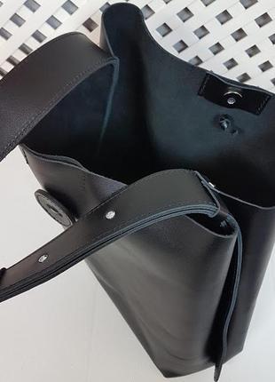 Женская кожаная сумка, натуральная кожа матовая, чёрная.6 фото